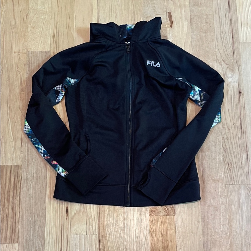Fila Black Jacket with Multicolor Accents